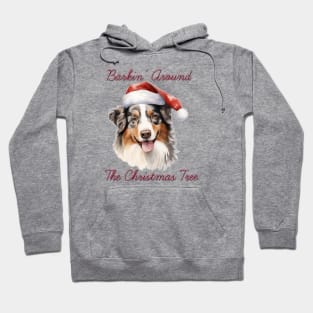 Christmas Australian Shepherd Dog in Santa Hat Hoodie